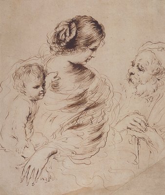 Wikioo.org - The Encyclopedia of Fine Arts - Painting, Artwork by Guercino (Barbieri, Giovanni Francesco) - The Holy Family