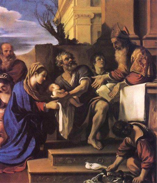 Wikioo.org - The Encyclopedia of Fine Arts - Painting, Artwork by Guercino (Barbieri, Giovanni Francesco) - The presentation of Jesus in the church