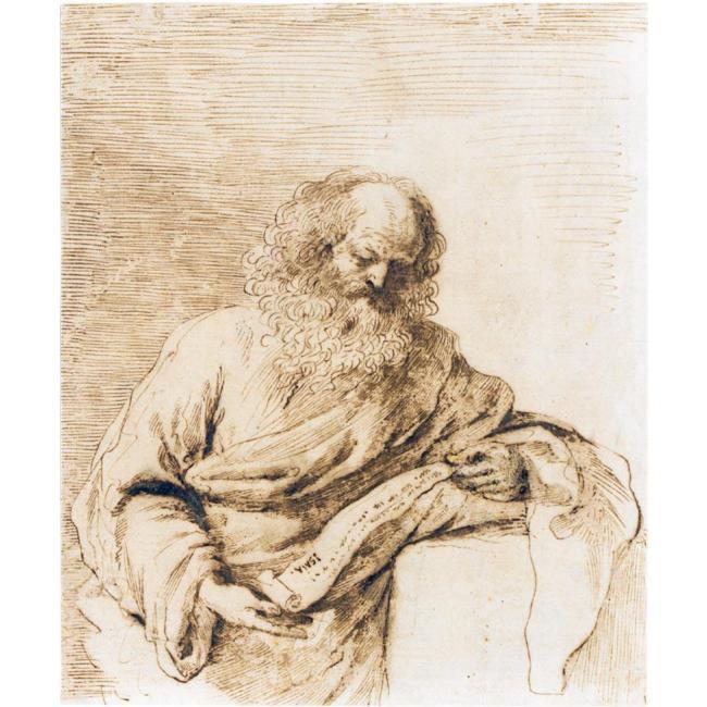 Wikioo.org - The Encyclopedia of Fine Arts - Painting, Artwork by Guercino (Barbieri, Giovanni Francesco) - THE PROPHET ISAIAH READING FROM A SCROLL