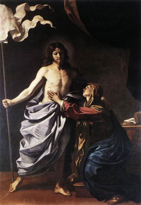 WikiOO.org – 美術百科全書 - 繪畫，作品 Guercino (Barbieri, Giovanni Francesco) - 复活 基督   出现  到  的  处女