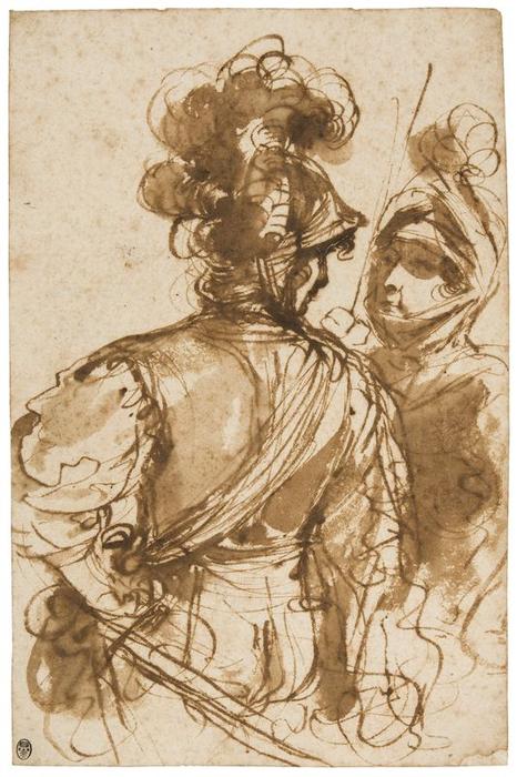 Wikioo.org – La Enciclopedia de las Bellas Artes - Pintura, Obras de arte de Guercino (Barbieri, Giovanni Francesco) - dos guerreros