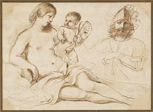 Wikioo.org - The Encyclopedia of Fine Arts - Painting, Artwork by Guercino (Barbieri, Giovanni Francesco) - Venus, Cupid, and Mars