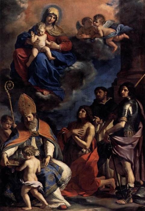 Wikioo.org - The Encyclopedia of Fine Arts - Painting, Artwork by Guercino (Barbieri, Giovanni Francesco) - Virgin and Child with Four Saints