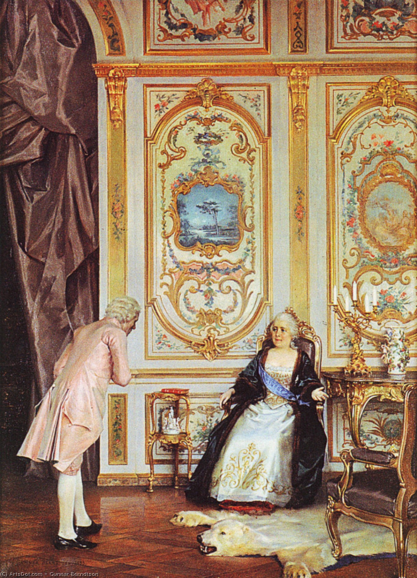Wikioo.org - The Encyclopedia of Fine Arts - Painting, Artwork by Gunnar Berndtson - Diderot Katariina II.n Puheilla