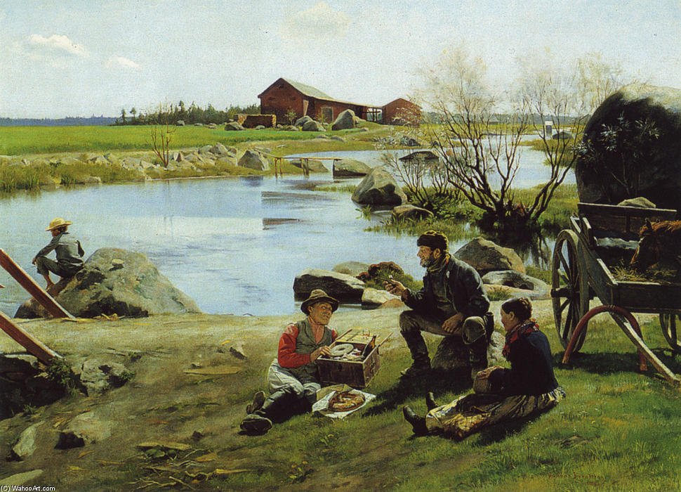 Wikioo.org - The Encyclopedia of Fine Arts - Painting, Artwork by Gunnar Berndtson - Levähdys Markkinamatkalla