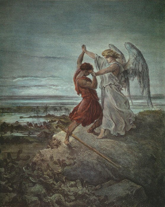 Wikioo.org – L'Enciclopedia delle Belle Arti - Pittura, Opere di Paul Gustave Doré - Giacobbe lotta con l angelo