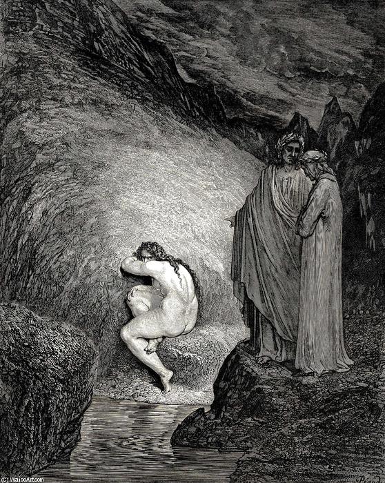 Wikioo.org - The Encyclopedia of Fine Arts - Painting, Artwork by Paul Gustave Doré - The Inferno, Canto 30, lines 38-39. “ That is the ancient soul Of wretched Myrrha,”