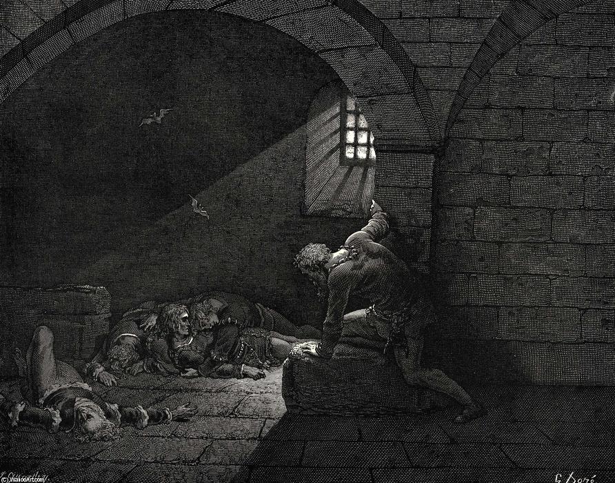 Wikioo.org - The Encyclopedia of Fine Arts - Painting, Artwork by Paul Gustave Doré - The Inferno, Canto 33, lines 73-74. Then fasting got The mastery of grief.