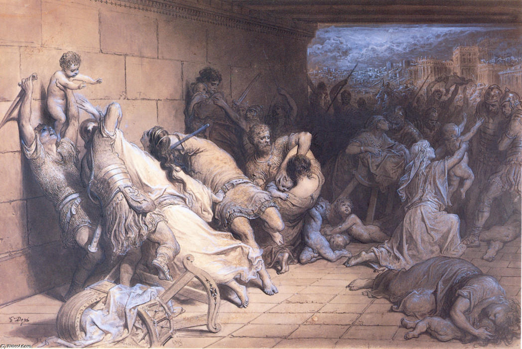 Wikoo.org - موسوعة الفنون الجميلة - اللوحة، العمل الفني Paul Gustave Doré - The Martyrdom of the Holy Innocents