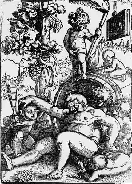 Wikioo.org – L'Encyclopédie des Beaux Arts - Peinture, Oeuvre de Hans Baldung - der trunkene bacchus mit spielenden Putten