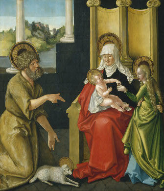 Wikioo.org - The Encyclopedia of Fine Arts - Painting, Artwork by Hans Baldung - Saint Anne with the Christ Child, the Virgin, and Saint John the Baptist