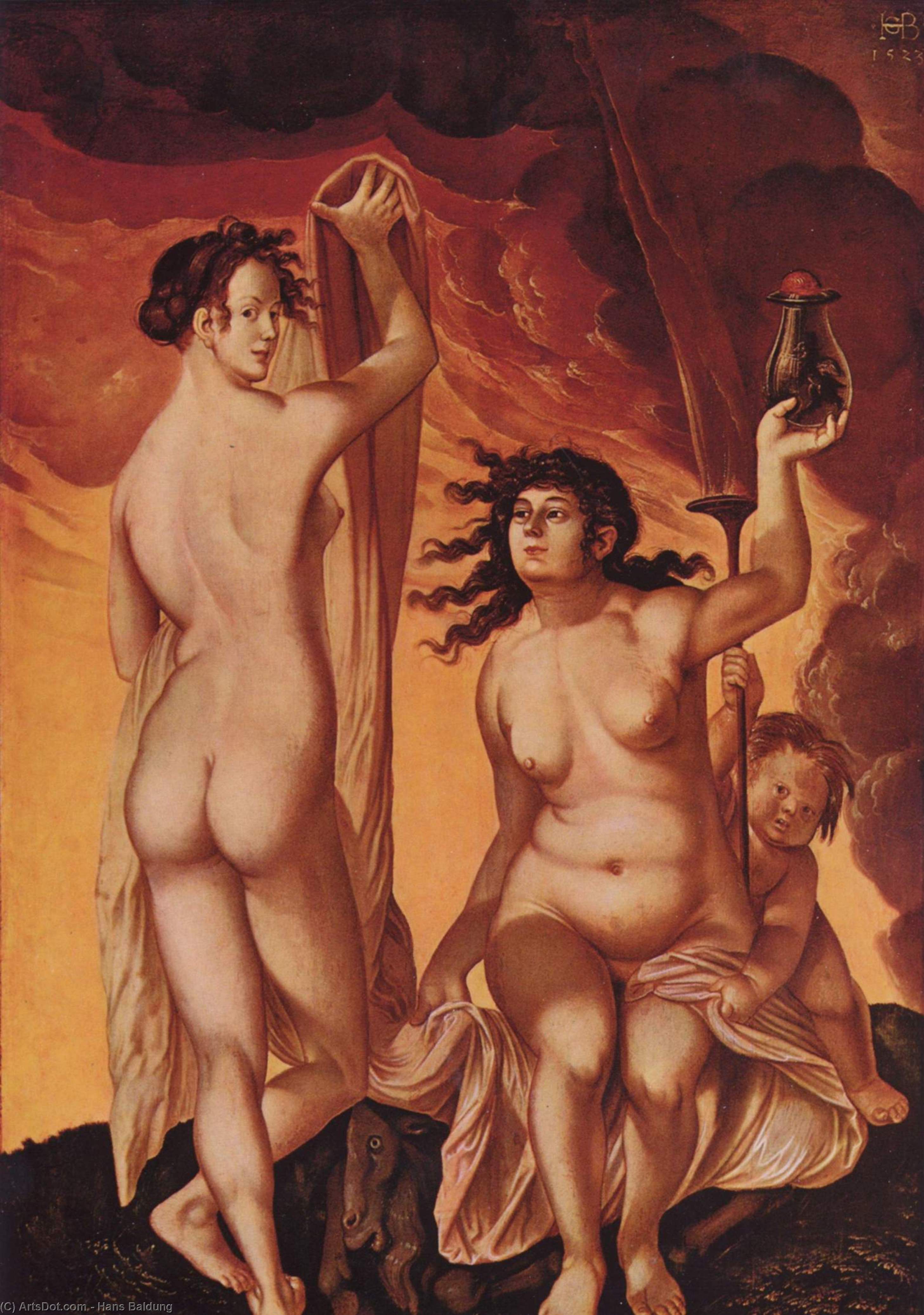 WikiOO.org - Enciklopedija dailės - Tapyba, meno kuriniai Hans Baldung - Two Witches