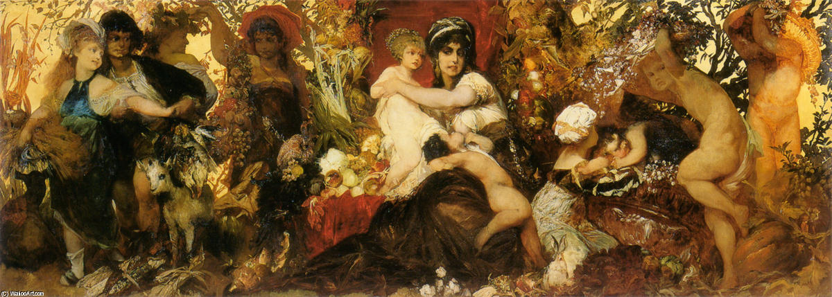 Wikioo.org - The Encyclopedia of Fine Arts - Painting, Artwork by Hans Makart - Abundantia - The Gifts of the Earth