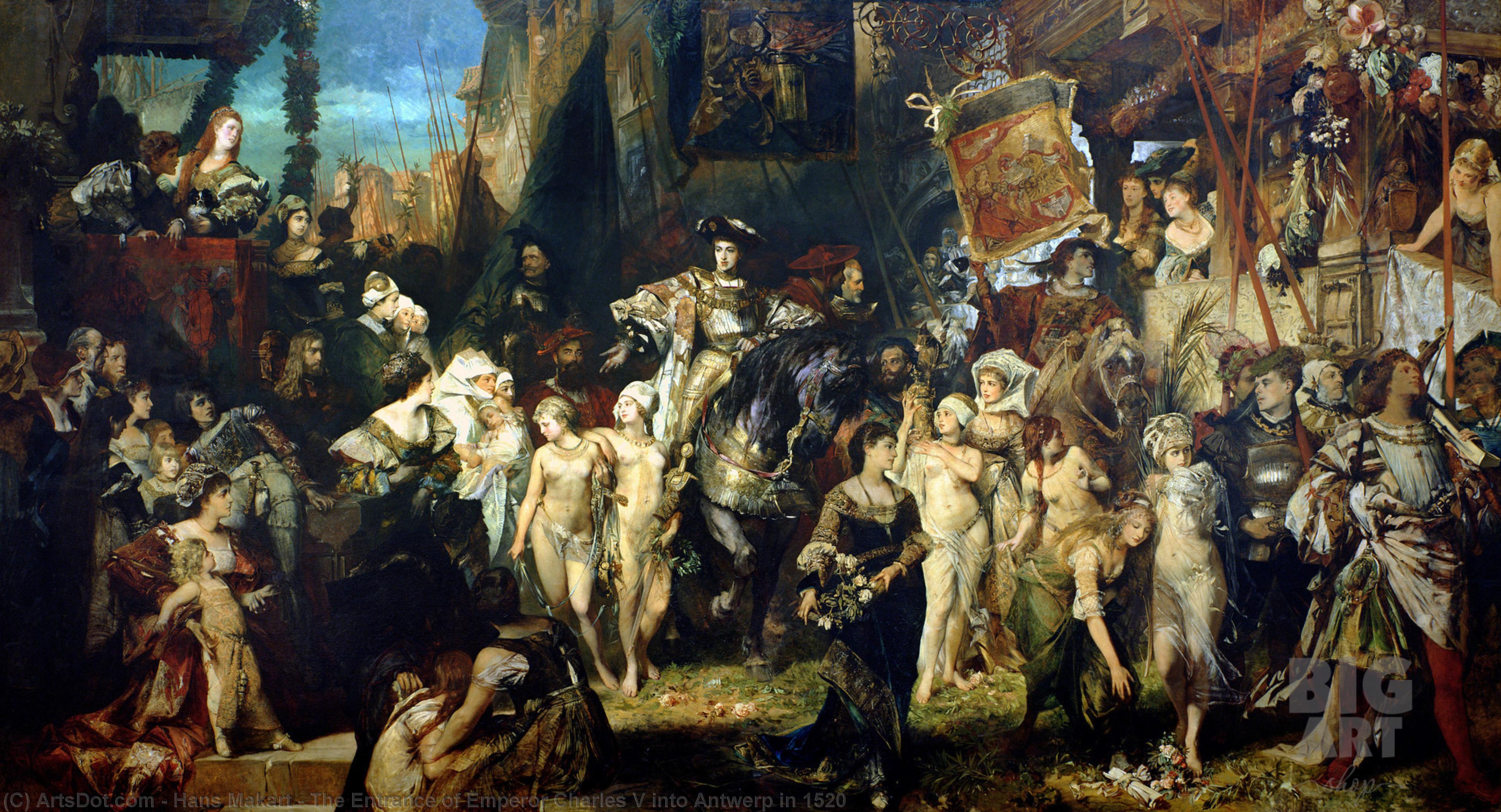 Wikioo.org - The Encyclopedia of Fine Arts - Painting, Artwork by Hans Makart - The Entrance of Emperor Charles V into Antwerp in 1520