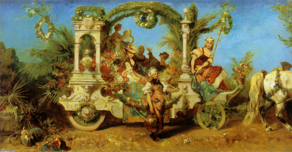 WikiOO.org - Encyclopedia of Fine Arts - Maleri, Artwork Hans Makart - Der Jubiläumszug. Der Gartenbau