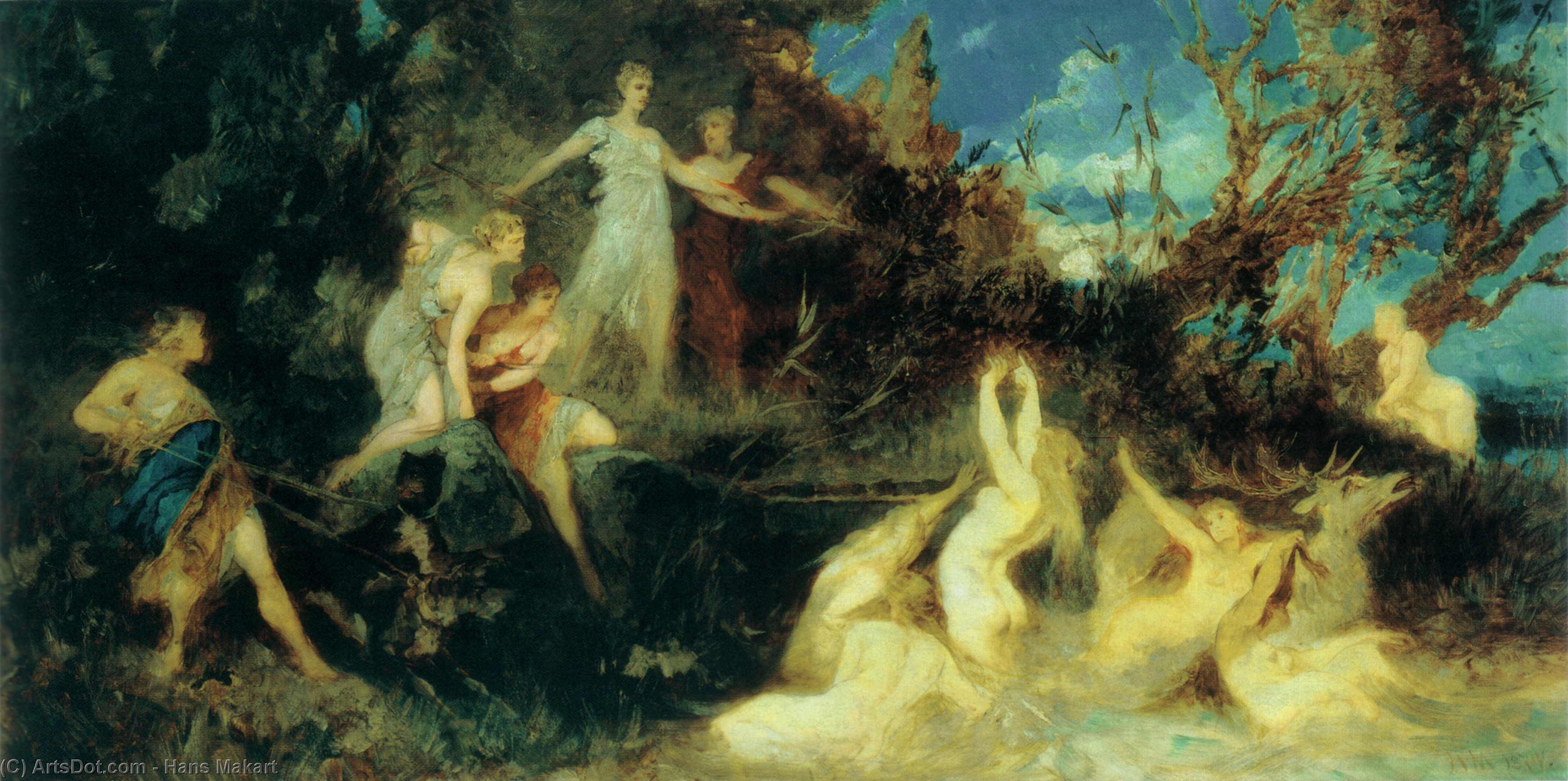 WikiOO.org - Encyclopedia of Fine Arts - Maleri, Artwork Hans Makart - Die Jagd der Diana