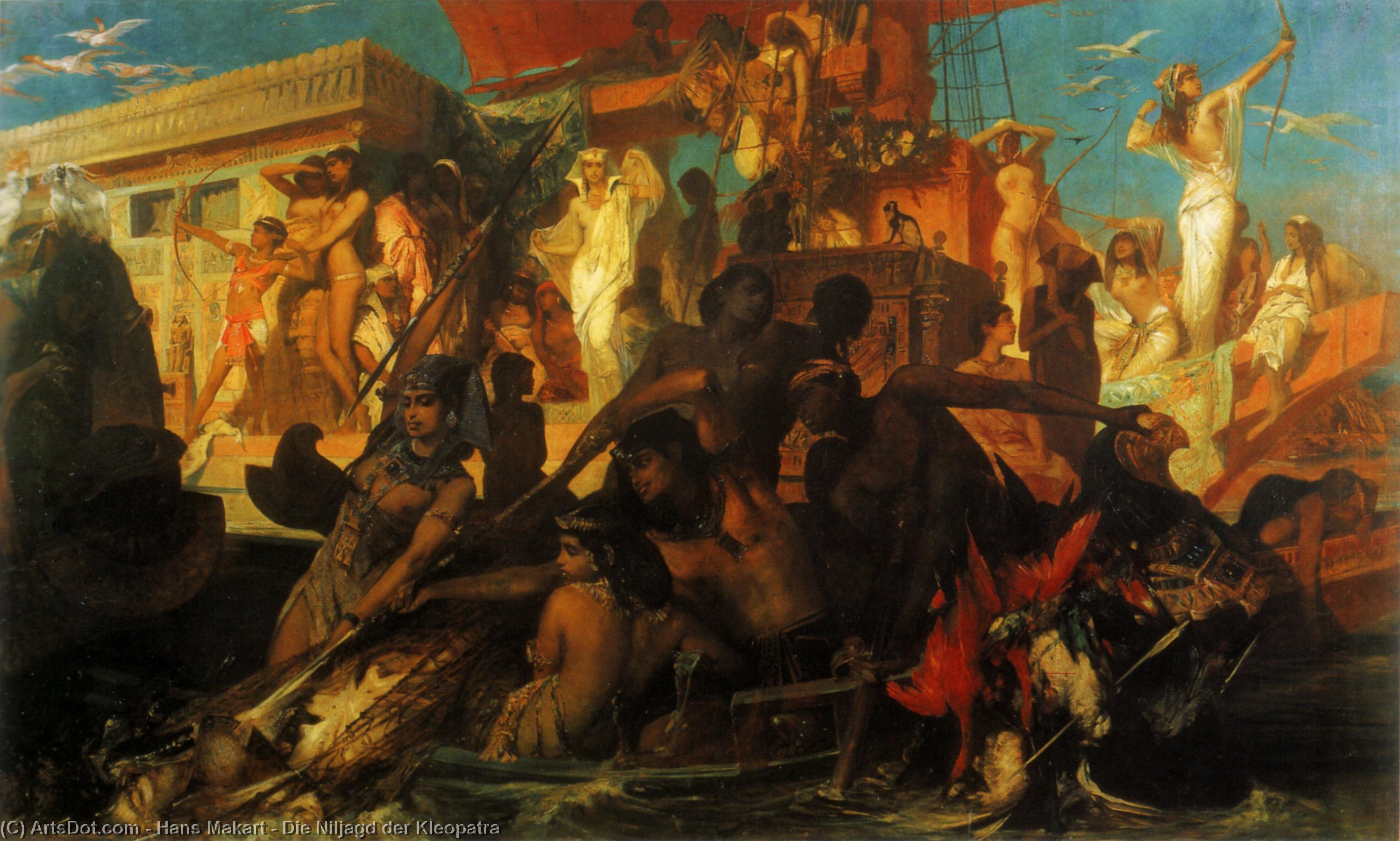 WikiOO.org - Encyclopedia of Fine Arts - Maleri, Artwork Hans Makart - Die Niljagd der Kleopatra