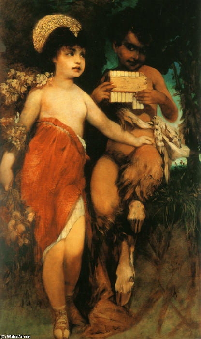 Wikioo.org - The Encyclopedia of Fine Arts - Painting, Artwork by Hans Makart - Faun und Nymph (Pan und Flora)