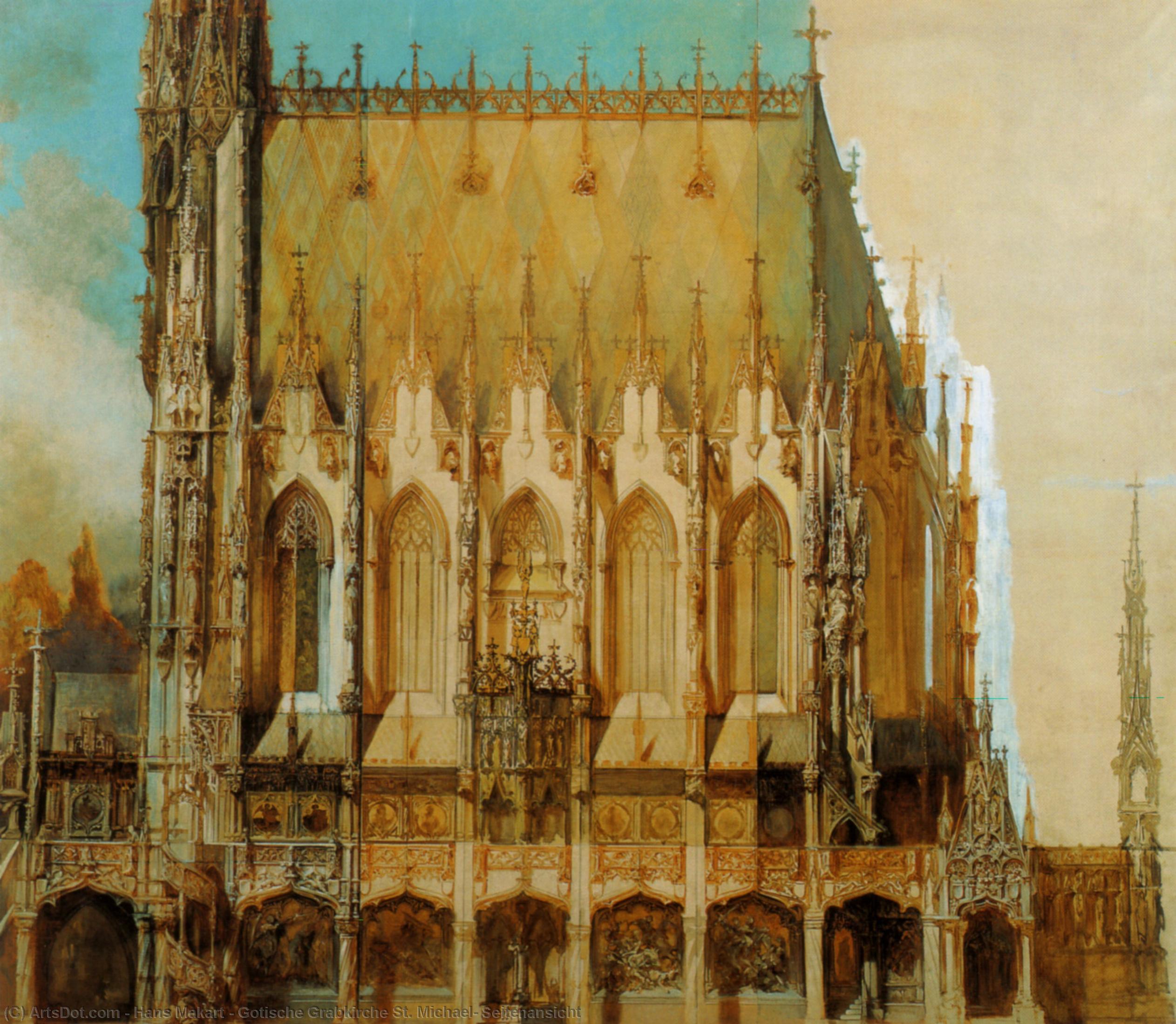 Wikioo.org - The Encyclopedia of Fine Arts - Painting, Artwork by Hans Makart - Gotische Grabkirche St. Michael, Seitenansicht