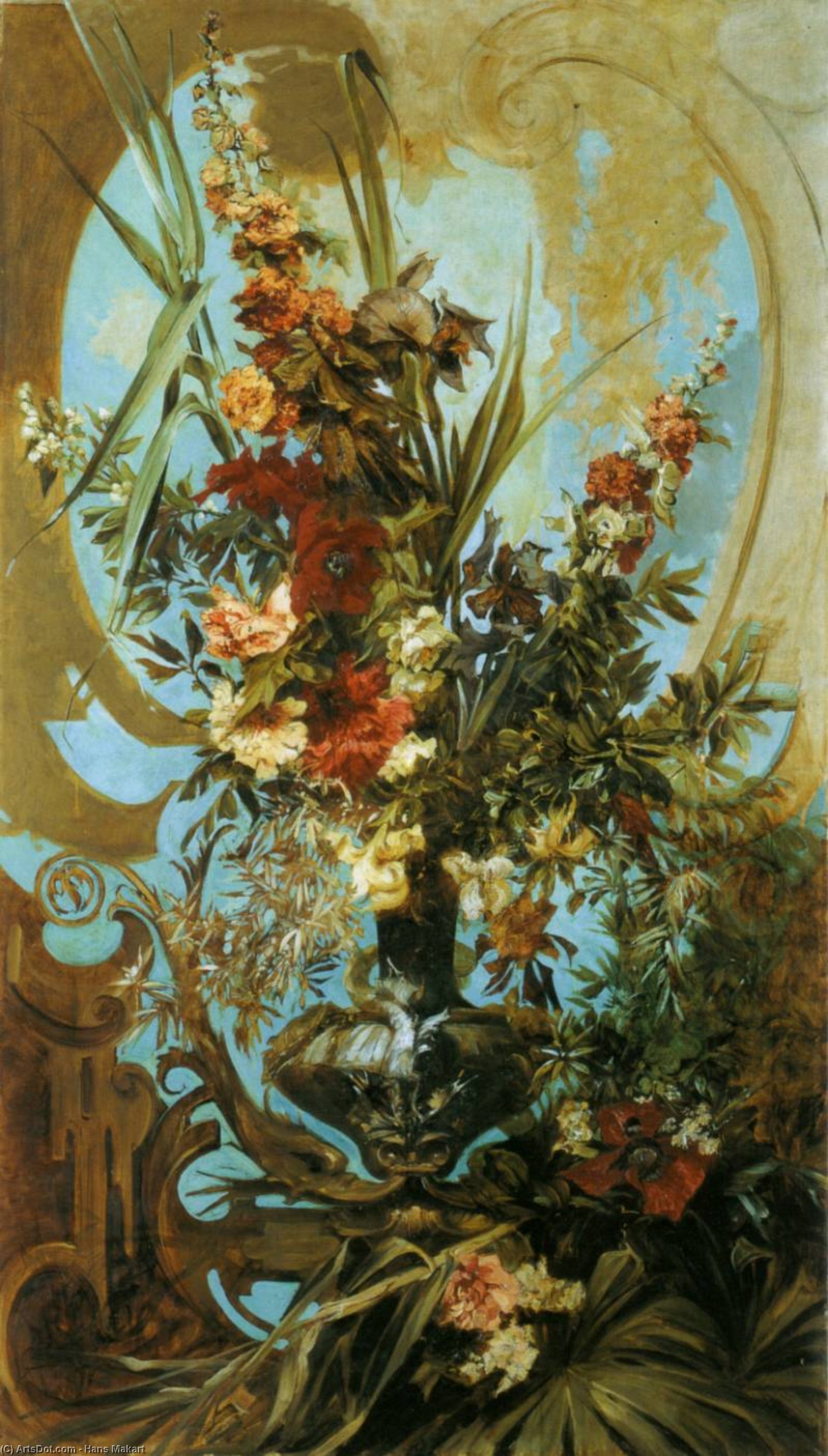 Wikioo.org - The Encyclopedia of Fine Arts - Painting, Artwork by Hans Makart - Grosses Blumenstück