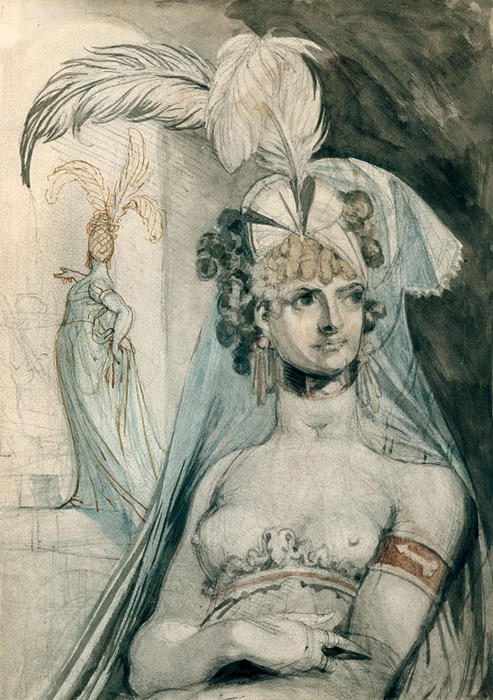WikiOO.org - Encyclopedia of Fine Arts - Maľba, Artwork Henry Fuseli (Johann Heinrich Füssli) - Courtesan with an Elaborate Headdress