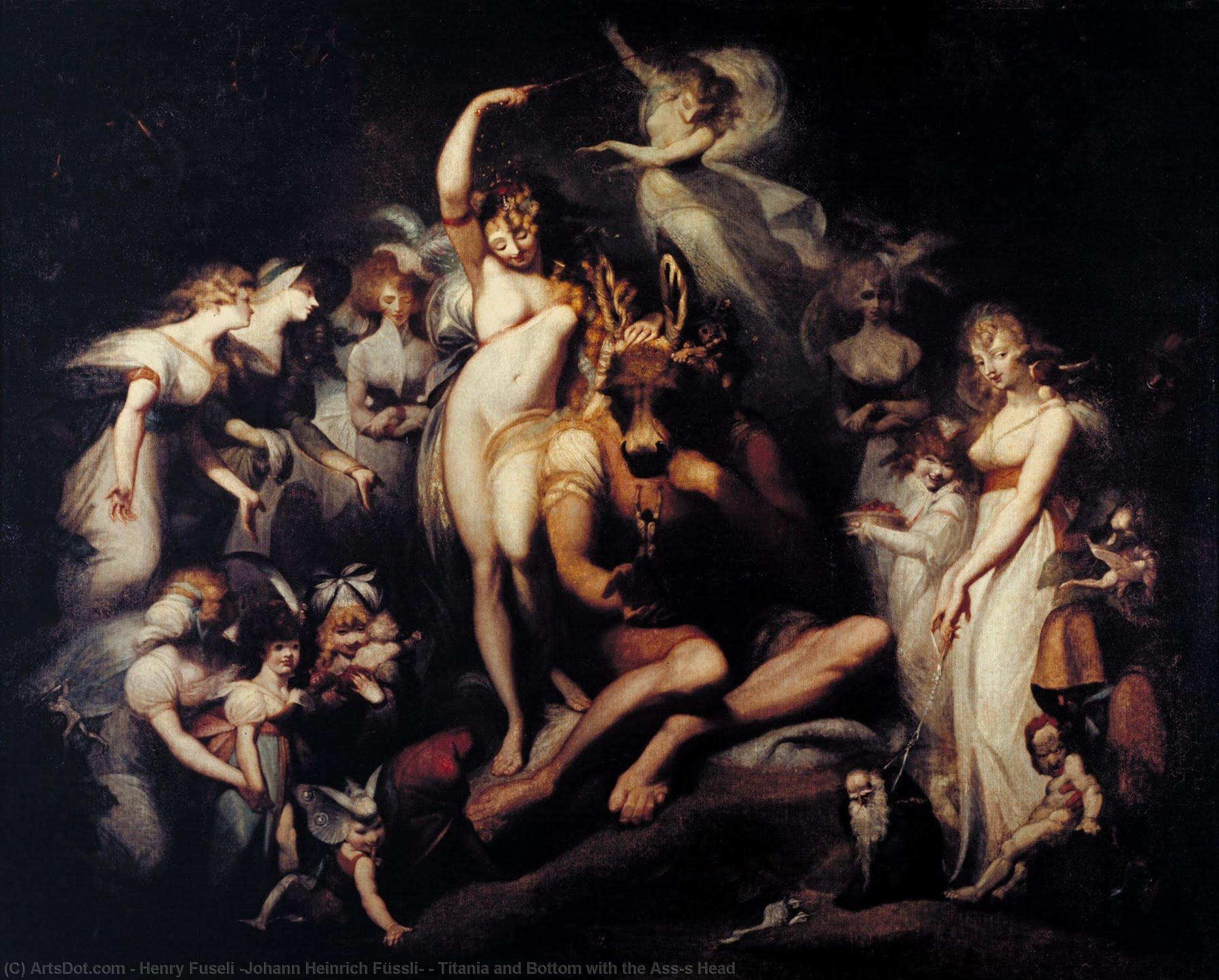 WikiOO.org - Εγκυκλοπαίδεια Καλών Τεχνών - Ζωγραφική, έργα τέχνης Henry Fuseli (Johann Heinrich Füssli) - Titania and Bottom with the Ass's Head