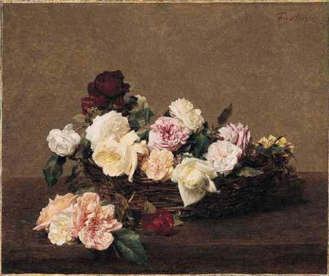 WikiOO.org - Enciklopedija likovnih umjetnosti - Slikarstvo, umjetnička djela Henri Fantin Latour - A Basket of Roses