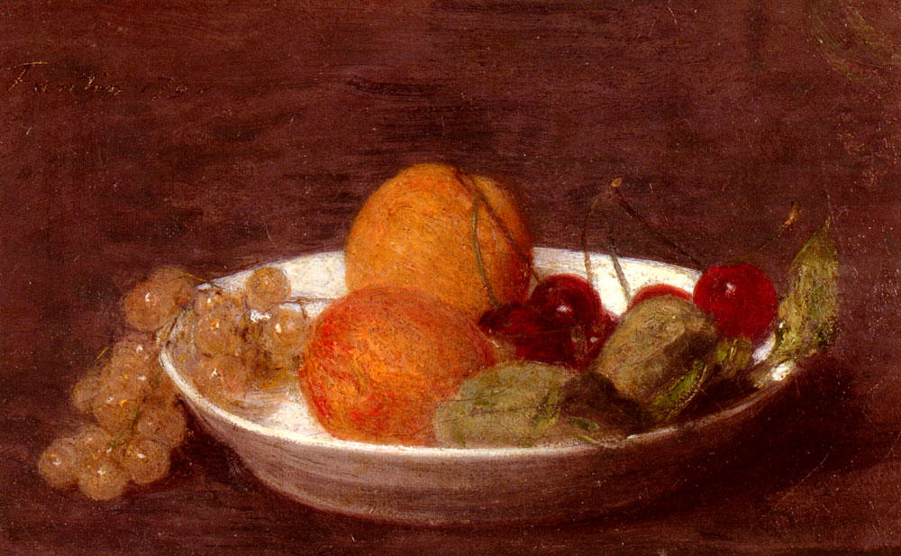 Wikioo.org - สารานุกรมวิจิตรศิลป์ - จิตรกรรม Henri Fantin Latour - A Bowl Of Fruit