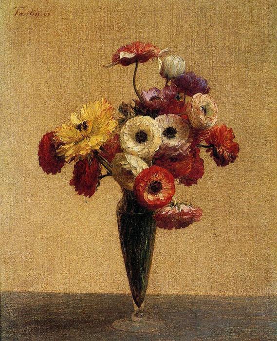WikiOO.org - Encyclopedia of Fine Arts - Maľba, Artwork Henri Fantin Latour - Anemones and Buttercups