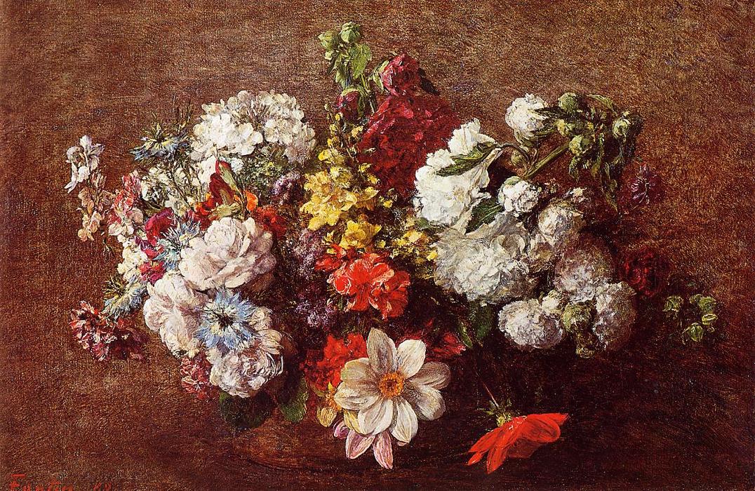 Wikioo.org – La Enciclopedia de las Bellas Artes - Pintura, Obras de arte de Henri Fantin Latour - Ramo de flores of Flores 1