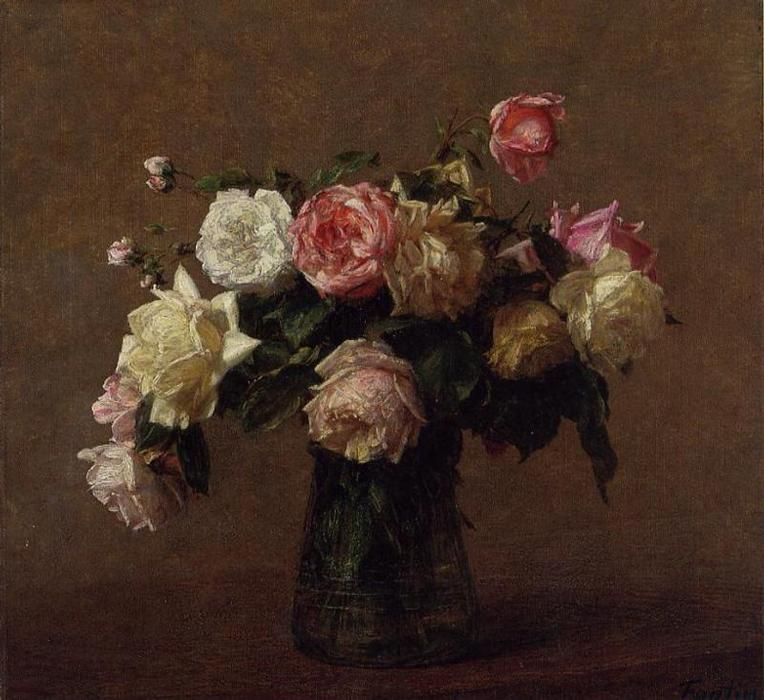 Wikioo.org - The Encyclopedia of Fine Arts - Painting, Artwork by Henri Fantin Latour - Bouquet of Roses