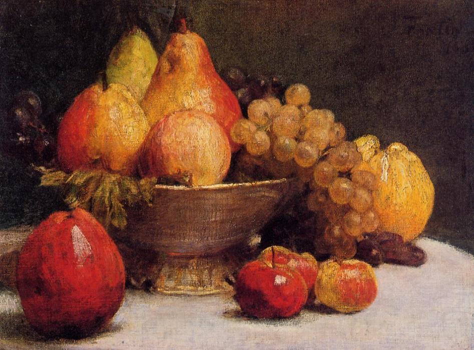 WikiOO.org - 百科事典 - 絵画、アートワーク Henri Fantin Latour - ボウル の 果物
