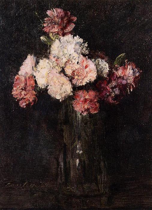 Wikioo.org - The Encyclopedia of Fine Arts - Painting, Artwork by Henri Fantin Latour - Carnations in a Champagne Glass