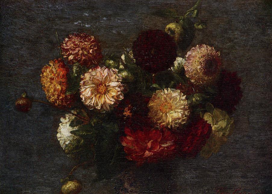 Wikioo.org - The Encyclopedia of Fine Arts - Painting, Artwork by Henri Fantin Latour - Chrysanthemums 1