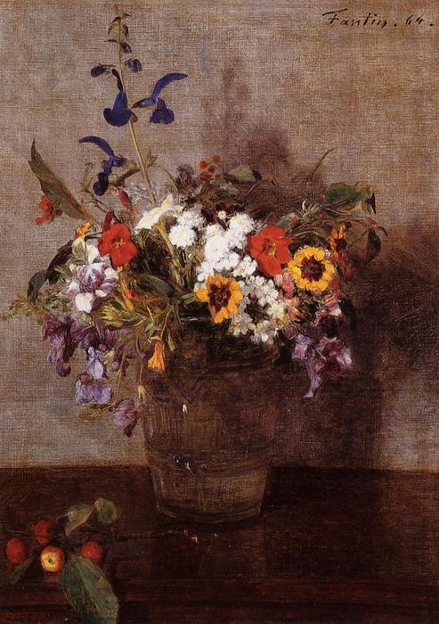 WikiOO.org - Encyclopedia of Fine Arts - Maľba, Artwork Henri Fantin Latour - Diverse Flowers