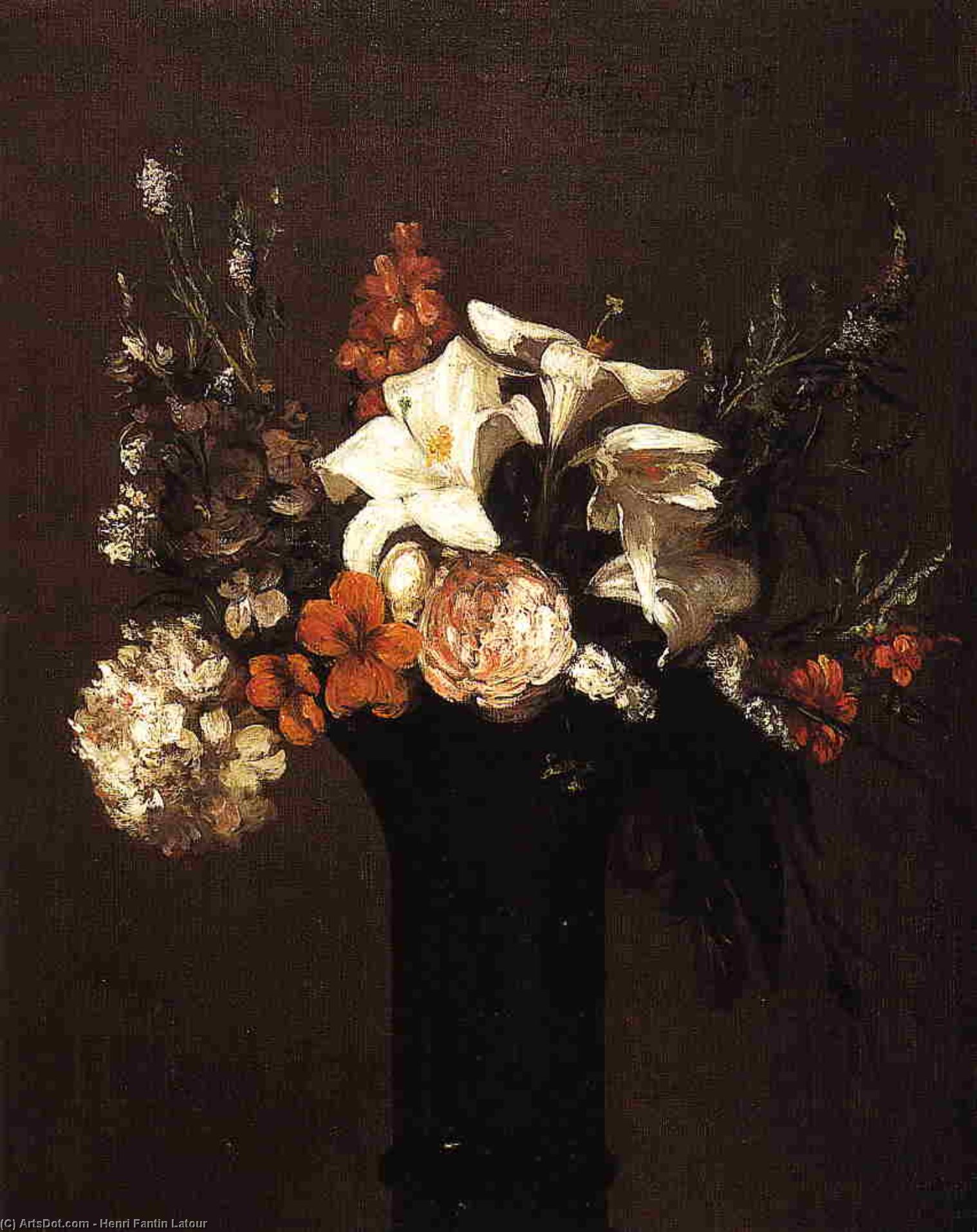 WikiOO.org - Enciklopedija dailės - Tapyba, meno kuriniai Henri Fantin Latour - Flowers 1
