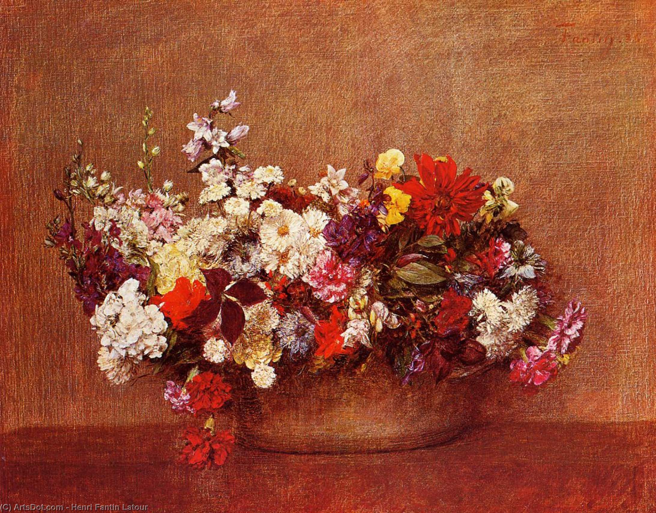 Wikioo.org - The Encyclopedia of Fine Arts - Painting, Artwork by Henri Fantin Latour - Flowers in a Bowl
