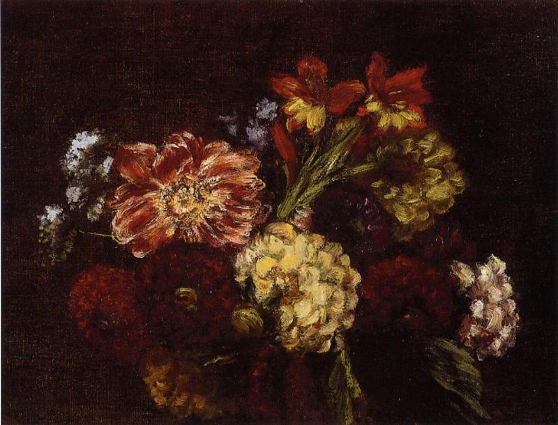 WikiOO.org - Güzel Sanatlar Ansiklopedisi - Resim, Resimler Henri Fantin Latour - Flowers. Dahlias and Gladiolas