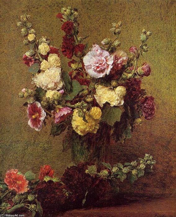 Wikioo.org - The Encyclopedia of Fine Arts - Painting, Artwork by Henri Fantin Latour - Holly-hocks