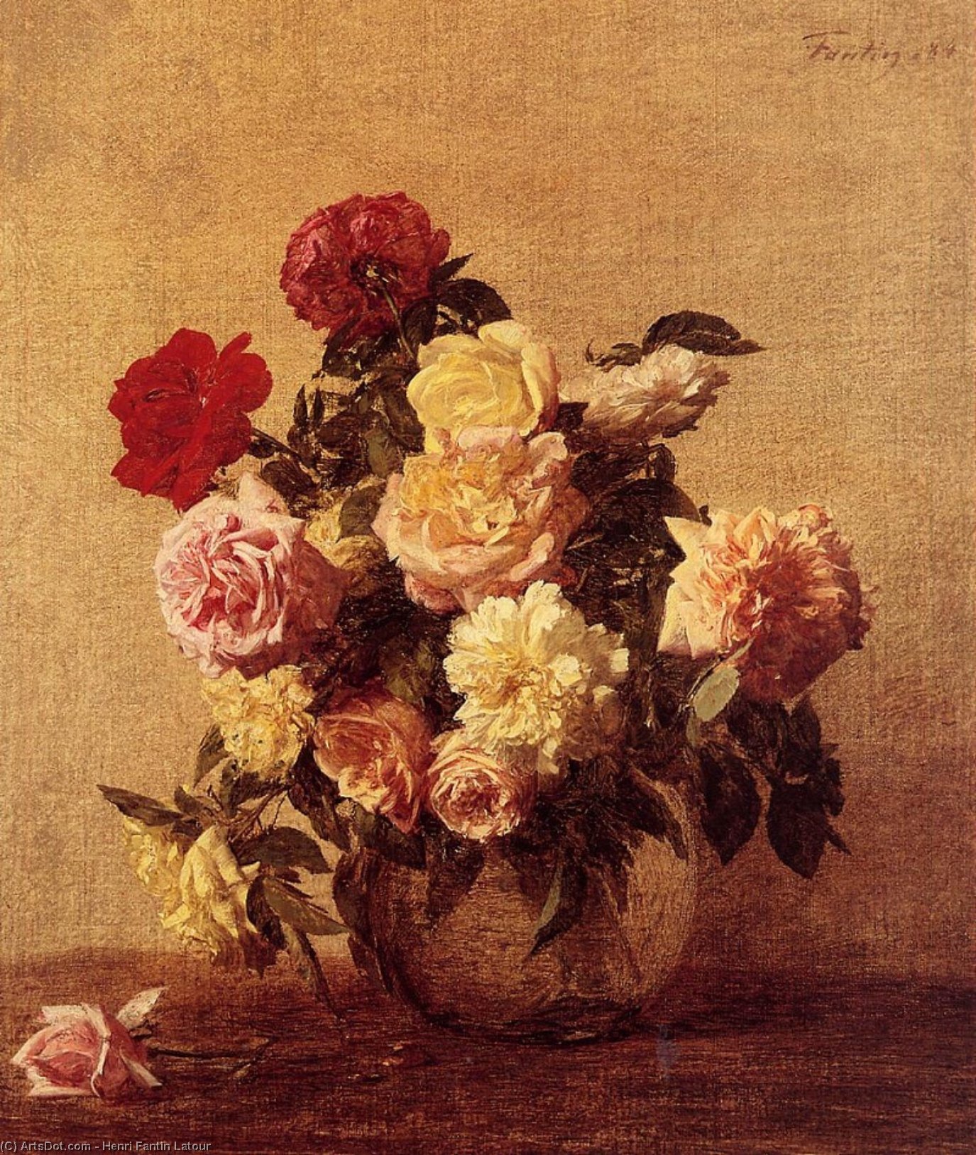 Wikioo.org - The Encyclopedia of Fine Arts - Painting, Artwork by Henri Fantin Latour - Roses 11