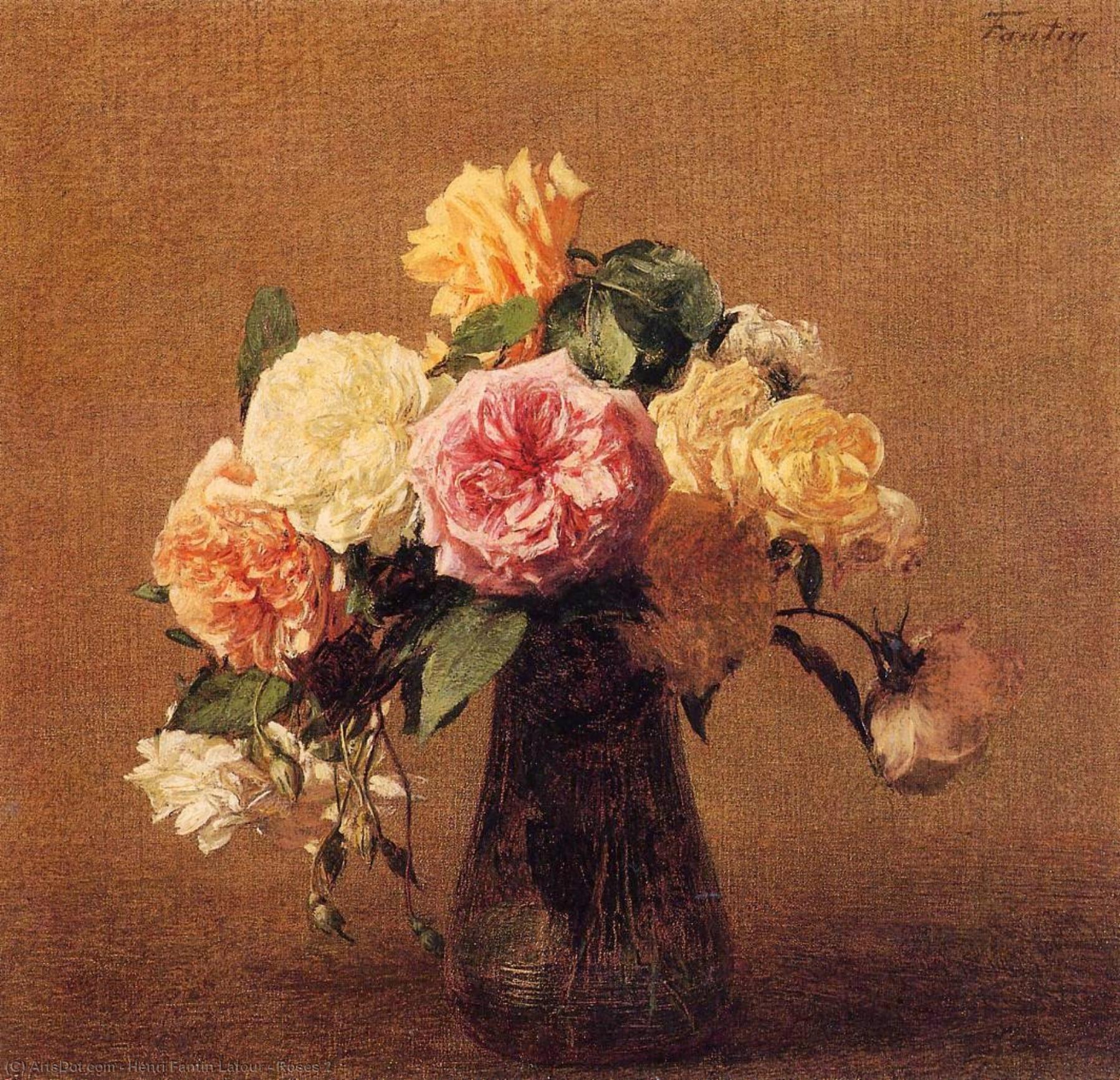 Wikioo.org - The Encyclopedia of Fine Arts - Painting, Artwork by Henri Fantin Latour - Roses 2