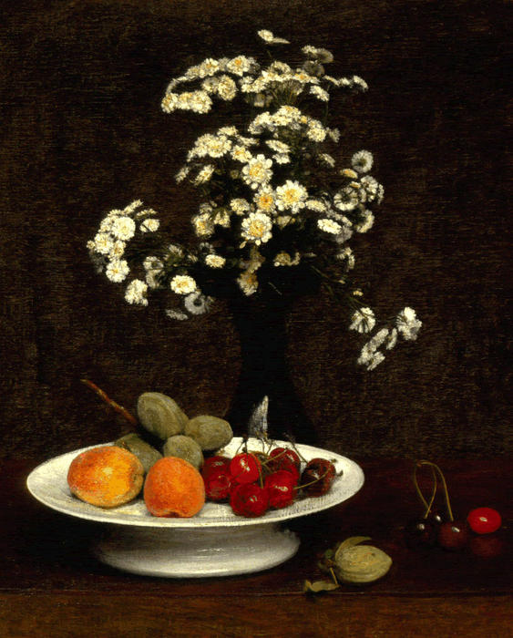 Wikoo.org - موسوعة الفنون الجميلة - اللوحة، العمل الفني Henri Fantin Latour - Still Life with Flowers 1