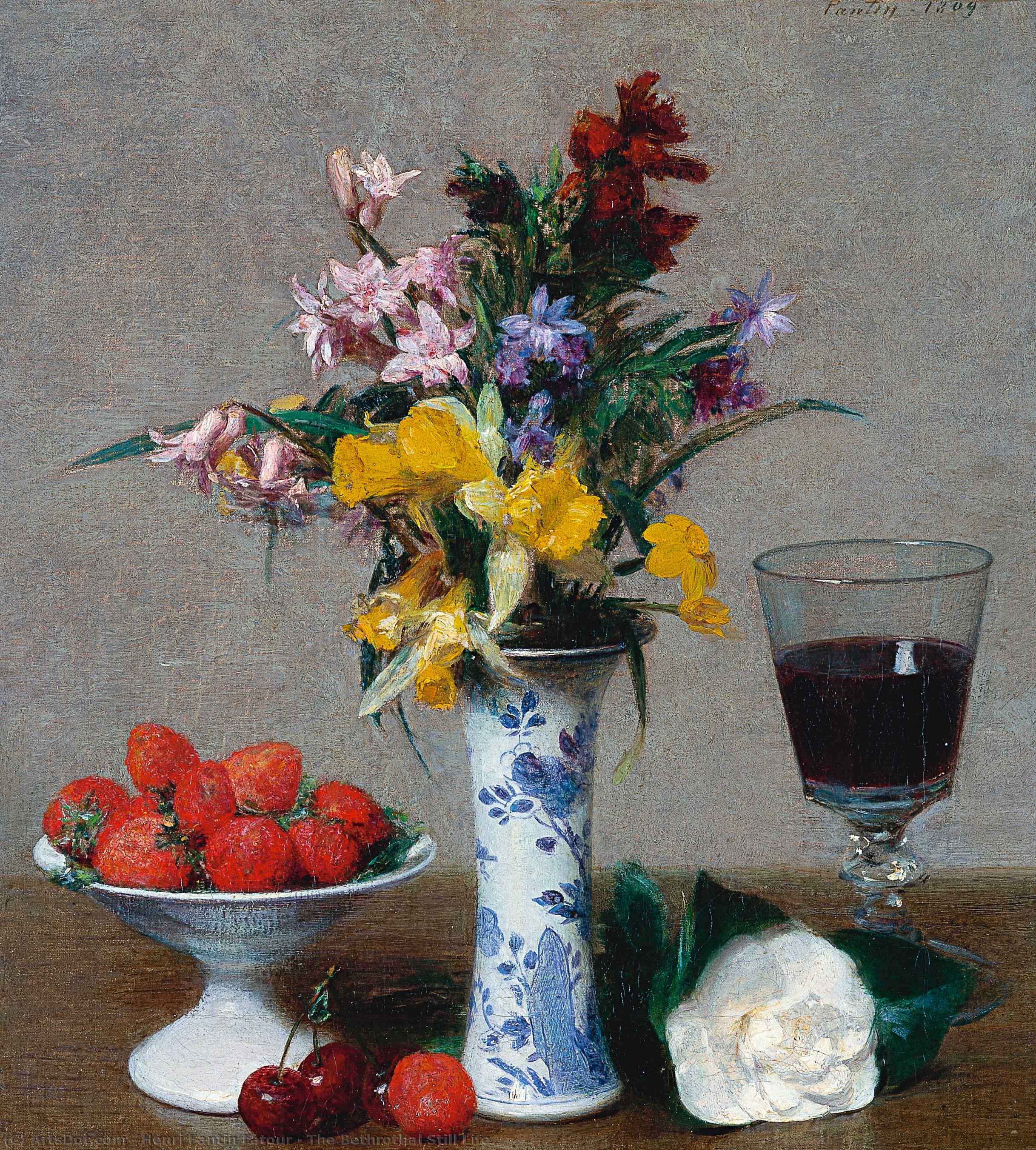 WikiOO.org - Encyclopedia of Fine Arts - Maľba, Artwork Henri Fantin Latour - The Bethrothal Still Life