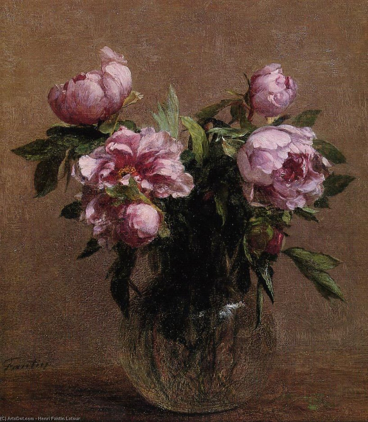 Wikioo.org - The Encyclopedia of Fine Arts - Painting, Artwork by Henri Fantin Latour - Vase of Peonies