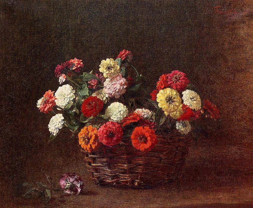 Wikioo.org - The Encyclopedia of Fine Arts - Painting, Artwork by Henri Fantin Latour - Zinnias 1