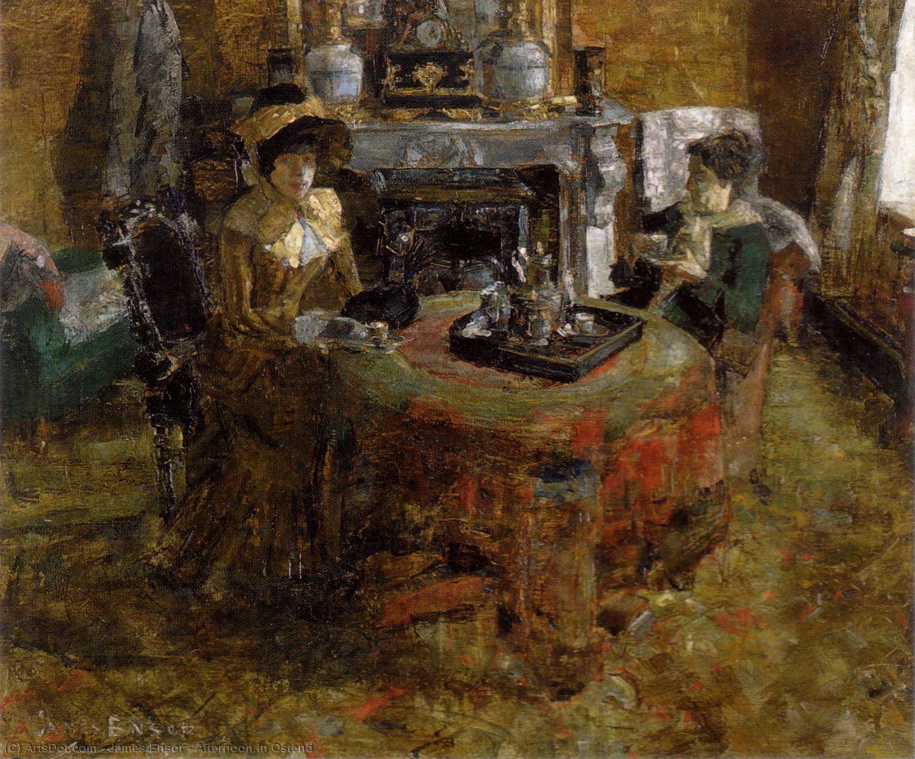 Wikioo.org - The Encyclopedia of Fine Arts - Painting, Artwork by James Ensor - Afternoon in Ostend