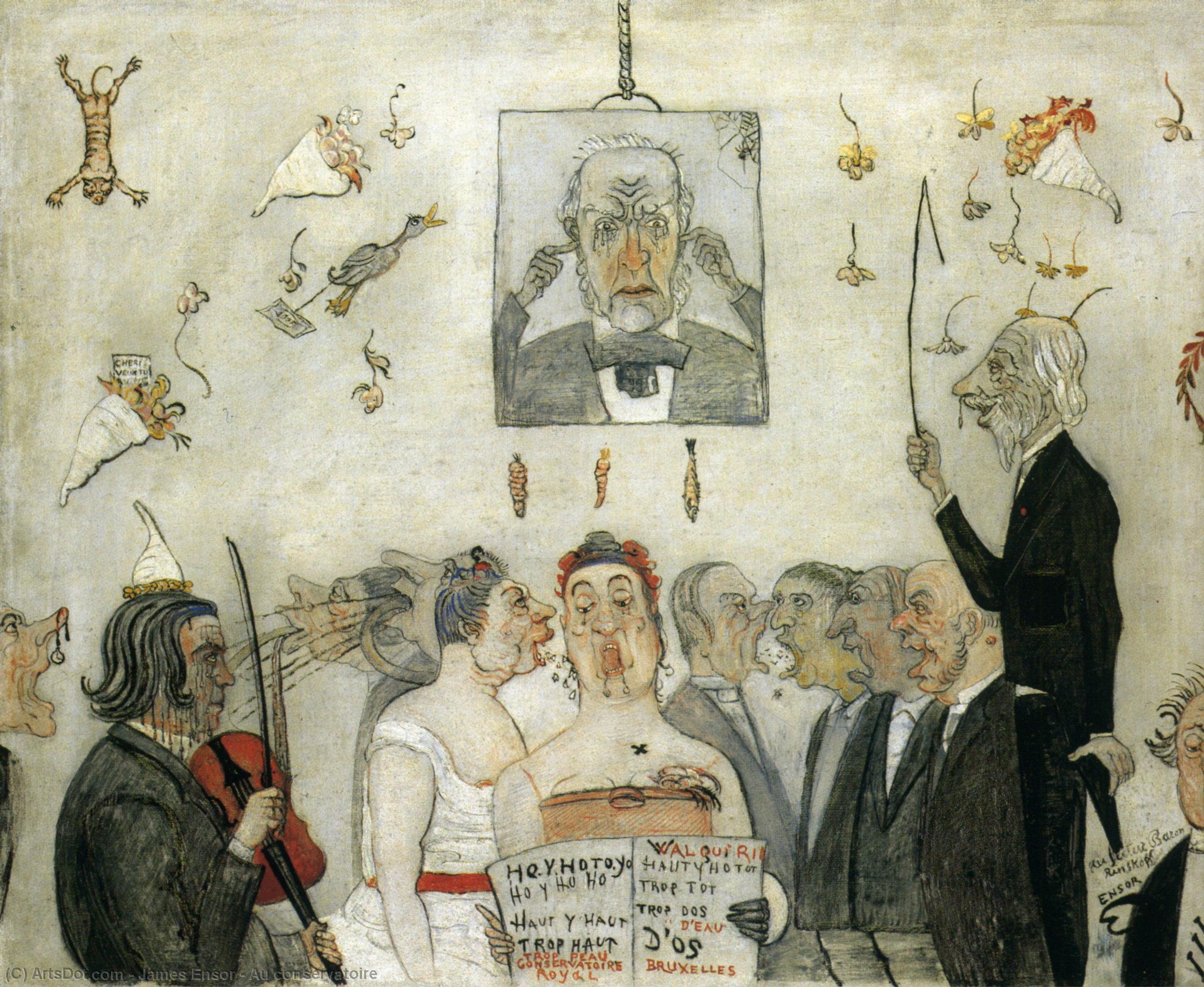 Wikioo.org – La Enciclopedia de las Bellas Artes - Pintura, Obras de arte de James Ensor - En el conservatorio