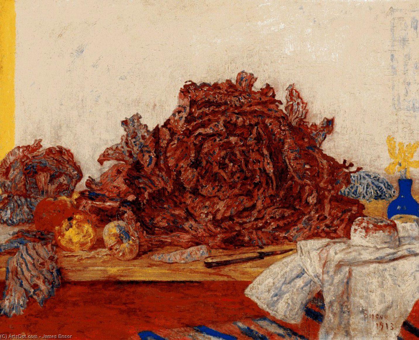 Wikioo.org - The Encyclopedia of Fine Arts - Painting, Artwork by James Ensor - Choux rouges et oignons