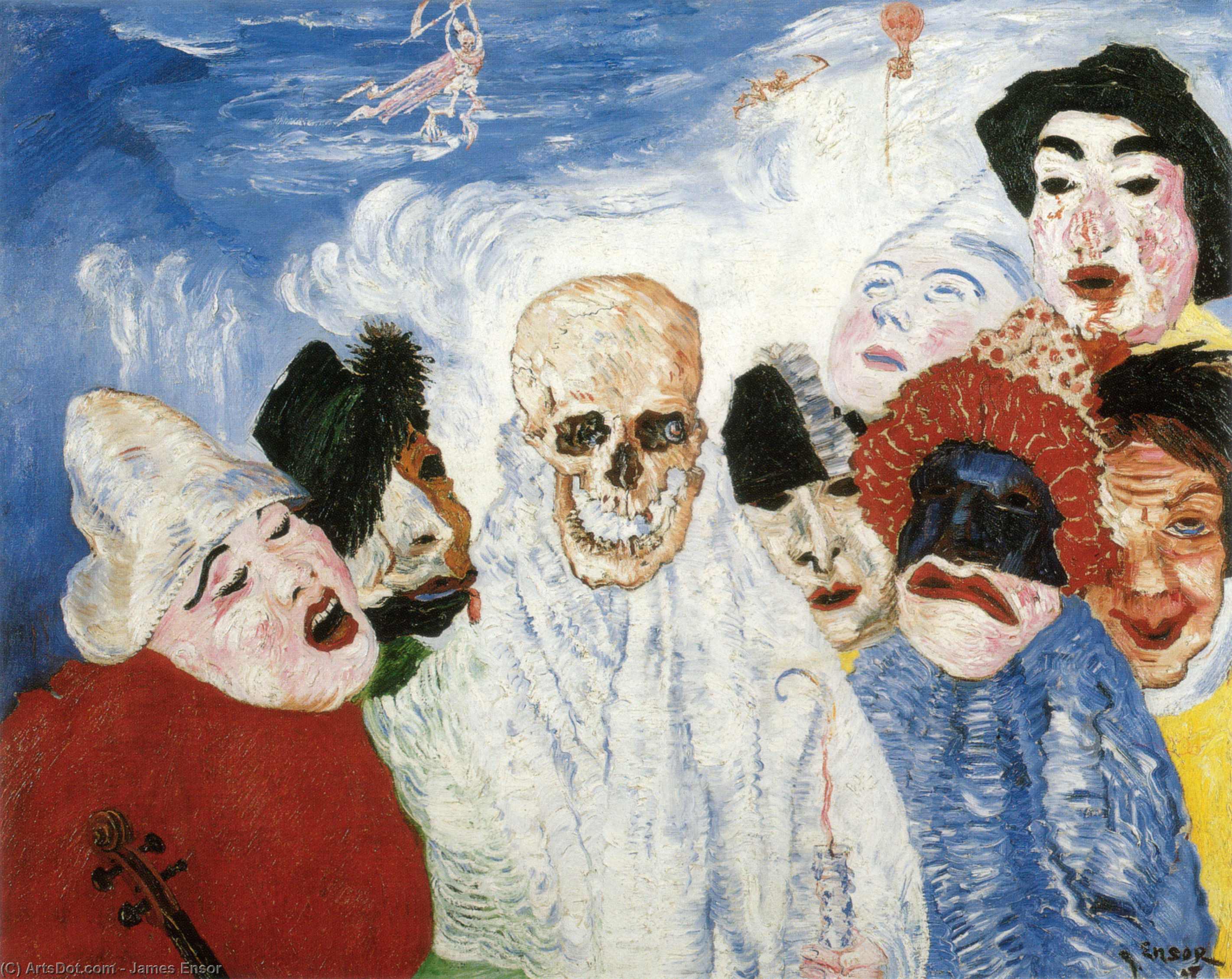 WikiOO.org - אנציקלופדיה לאמנויות יפות - ציור, יצירות אמנות James Ensor - Death and the Masks
