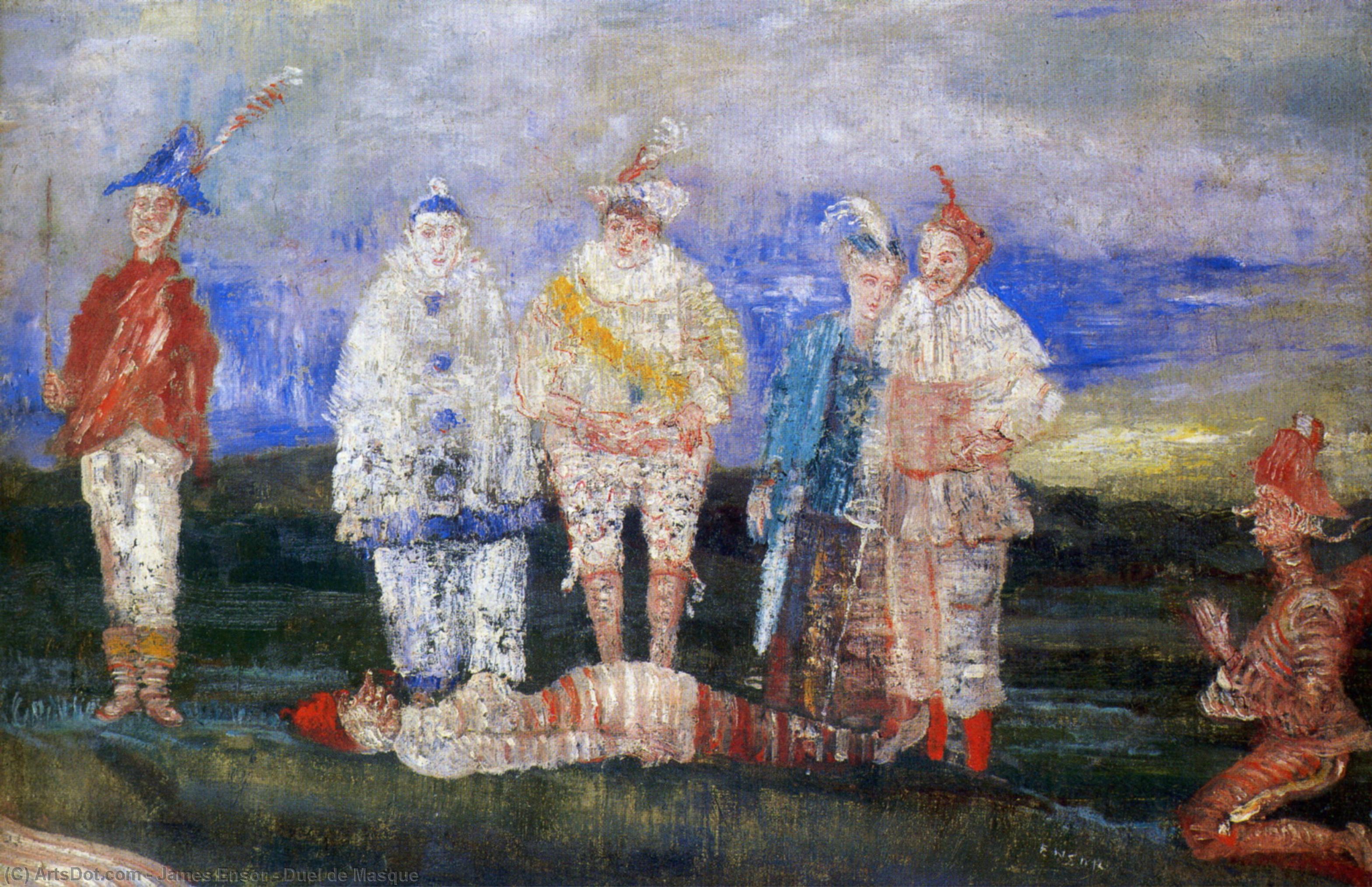 Wikioo.org - The Encyclopedia of Fine Arts - Painting, Artwork by James Ensor - Duel de Masque